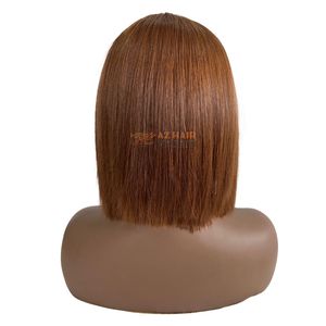 Vente en gros perruques courtes Bob perruques avant de lacet au Vietnam 100% Remy cheveux vierges cuticule intacte couleur marron 10 "200g dentelle suisse 4x4 - Product Image 3