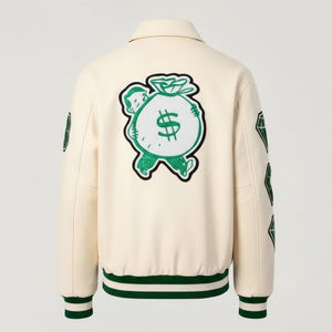 Chaqueta Varsity de Primera Calidad con Bordado Personalizado, Chaqueta de Alta Calidad con Mangas de Cuero y Lana, Estilo Casual, Deportivo o Urbano, Unisex - Product Image 2