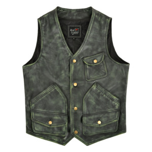 Chaleco de Cuero Genuino Encerado Vintage Personalizado para Hombre, Chaleco de Caza, Chaleco de Motero, Fabricante Mayorista OEM ODM - Product Image 1