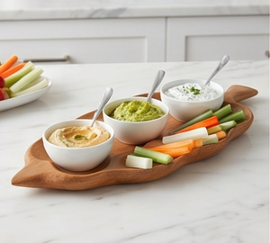 Plato de Servir de Madera Hecho a Mano con Tres Compartimentos, Diseño Minimalista, Acabado en Madera Natural, Artículos Esenciales para la Mesa de Fiesta - Product Image 2