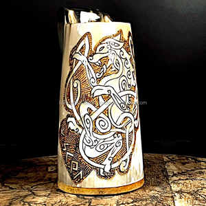 Tasses en corne naturelle artisanales, écologiques, pour champagne et bière, avec logo personnalisé imprimé, de haute qualité, style animalier - Product Image 5