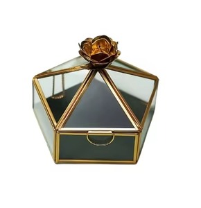 Traditional Metal Glass Jewelry Storage Organizer <b>Box</b> for Rings <b>Earrings</b> Necklace Accessories - Product Image 5