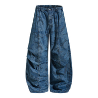 Pantalon cargo vintage en denim ample de qualité supérieure Layenne pour homme, idéal pour le streetwear et les activités de plein air, avec logo personnalisé