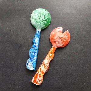 Luxury Style Swirled Resin Salad <b>Server</b> Sets Personalized For Kitchenware Dinnerware Tableware Food Serving Spoon & Fork Set - Product Image 6