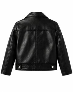 Women Black PU Leather <b>Biker</b> <b>Jacket</b> Cropped Moto Style Asymmetric Zip Lapel Collar Fashion Outerwear for Casual Streetwear - Product Image 2