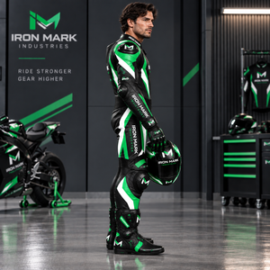 ชุดแข่งรถมอเตอร์ไซค์หนังแขนยาวสำหรับผู้ชาย IRON MARK INDUSTRIES กันน้ำ ระบายอากาศได้ดี ป้องกันการกระแทก น้ำหนัก 220 กรัม พิมพ์ลายโลโก้ด้วยเลเซอร์ - Product Image 5