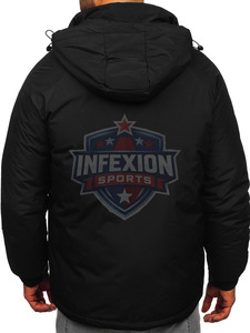 Chaqueta acolchada negra con capucha para hombre, con cierre de cremallera y múltiples bolsillos, abrigo informal de invierno, grueso, con relleno de poliéster, a prueba de viento - Product Image 3