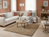 Tapis Kilim Unique à Motif Floral, Tissé Plat, en Polyester à Poil Ras de 5-6 mm, avec Dos en Jute Antidérapant, Fabriqué à la Machine |   Maïs texturé