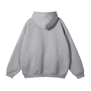 Sudadera Unisex Extra Grande con Capucha y Cierre, Color Gris Sólido, Algodón French Terry, Ropa Casual de Invierno, Transpirable, 360g, Logotipo Frontal - Product Image 4