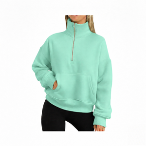 Custom <b>Half</b> <b>Zip</b> <b>Sweatshirt</b> Oversized Casual Fleece Pullover <b>Womens</b> Streetwear Apparel - Product Image 6