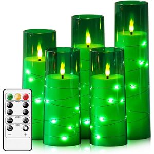 Candele LED Senza Fiamma a 5 Pezzi per un'Atmosfera Romantica, con Timer, in Acrilico Stabile, Effetto Sfarfallio per un Ambiente Accogliente - Product Image 1