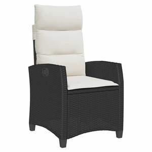 Sedia da Giardino Reclinabile in Rattan PE Nero, Design Pieghevole - Product Image 2
