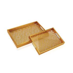 Bandeja de Servir de MDF Pintada a Mano con Diseño Floral Decorativo para Té, Café, Bocadillos y Decoración del Hogar - Product Image 1