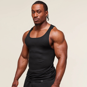 Camiseta sin mangas de algodón acanalado premium para hombre, ajuste slim, para entrenamiento, camiseta muscular sin mangas, chaleco deportivo de verano, de secado rápido, personalizable - Product Image 2