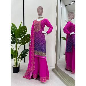 Party Wear XL Suit Set con hilo y secuencia Impresión digital-para ocasiones festivas - Product Image 3