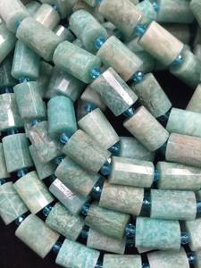 Amazonite naturelle facettée en forme de tube, magnifique pierre précieuse bleu marine de haute qualité, brin complet de 15,5 pouces - Product Image 3