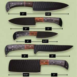 Handmade Stainless Steel <b>Knife</b> <b>Set</b> -5 Pcs Kitchen <b>Knife</b> <b>Set</b> With Leather Roll Bag With Wood Handle 100% High Quality - Product Image 4