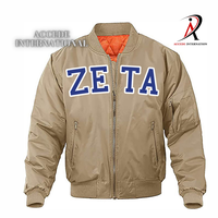 Blouson Bomber matelassé en satin pour femme Zeta Phi Beta avec lettres en sergé à paillettes, coupe-vent ZPB