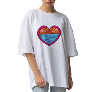 Camiseta de manga corta de algodón orgánico de calidad superior, camisetas blancas sólidas con estampado personalizado, ajuste holgado informal para mujeres y niñas, tela de punto - Product Image 1