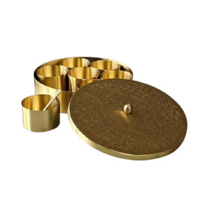Newest Golden Metal Spice Jar <b>Set</b> with Six Containers & Wooden Lid Dust Resistant Herb & Spice Tools <b>Hand</b> <b>Wash</b> Only - Product Image 5