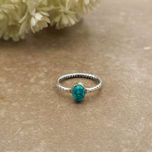 Vintage Natural Turquoise Gemstone Bezel Set <b>Ring</b> Brass 925 Silver Plated Textured Band Dainty Boho <b>Adjustable</b> Daily Wear Unisex - Product Image 1