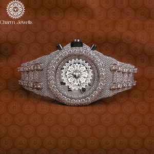 Reloj Mecánico de Lujo para Hombre Charm_Jewells, Caja Tonneau con Incrustaciones de Diamantes, Esfera Analógica de Acero Inoxidable, Cronógrafo de 42 mm - Product Image 1