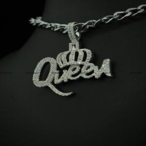 Round Brilliant Cut Moissanite Diamond Queen <b>Pendant</b> 925 <b>Sterling</b> <b>Silver</b> Hip Hop Jewelry for Men & Women by Phoenix Enterprise - Product Image 3
