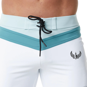 Shorts de Baño para Hombre, Color Blanco y Azul Agua, de Secado Rápido, con Cordón Ajustable, para Playa, Surf, Natación, Deportes Acuáticos - Product Image 3