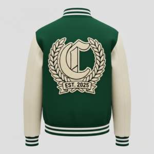 Veste universitaire de sport pour équipes sportives, corps en laine, manches en cuir véritable, patchs brodés personnalisés, fabricant OEM - Product Image 2