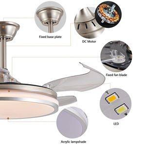 Ventilatore da Soffitto LED Moderno da 42 Pollici con Telecomando, Pale Retrattili a 2 Livelli, 6 Velocità Regolabili, Funzionamento Silenzioso, Design a 2 Livelli - Product Image 6