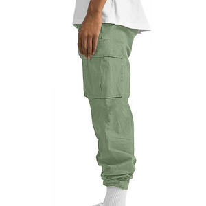 Men's Casual Cargo Pants Button Fly Straight Pattern <b>Canvas</b> Multi Pockets Custom Embroidered Logo Street Wear Fit - Product Image 6