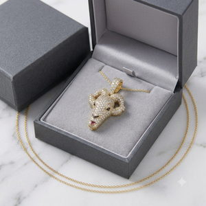 Unisex Iced Goat Animal Face Fine Jewelry <b>Pendant</b> Charms Natural Diamond Necklace Custom 925 Silver <b>Gold</b> plated Hip Hop Jewelry - Product Image 5
