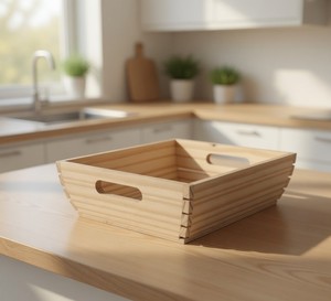 Handcrafted Pine Wood Durable Multifunction <b>Storage</b> Holders Elegant Rustic Design for Serving Breakfast Snacks <b>Drinks</b> Home - Product Image 2
