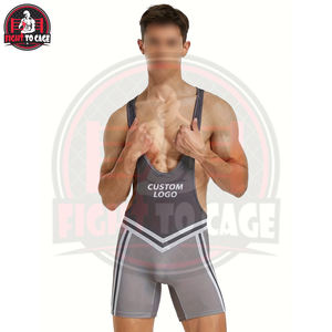 Traje de Lucha Libre Transpirable de Secado Rápido, Ajuste Elástico, Ropa Deportiva para Gimnasio, Ropa de Artes Marciales de Spandex y Poliéster Estampado con Cuello Redondo - Product Image 2