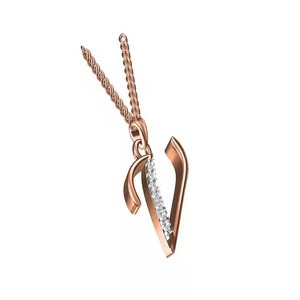 Rose Gold Letter V Pendant Necklace With Diamond Channel Setting Minimalist Everyday Wear Unisex Jewelry - Product Image 3