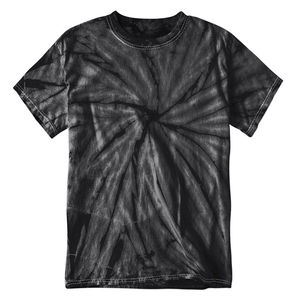 Camiseta de algodón negra con efecto tie-dye para hombre, manga corta, cuello redondo, corte regular, informal, con diseño tejido. - Product Image 4