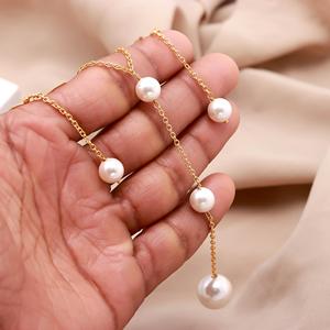 Collier en argent sterling 925 plaqué or 18 carats avec perle de nacre blanche ronde de 10-6 mm - Product Image 4
