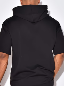 Men's Customized Colors Hooded Short Sleeve Sweatshirt Shorts Set Solid Color Casual Summer Outfit 2pcs Breathable Cotton French - Product Image 2