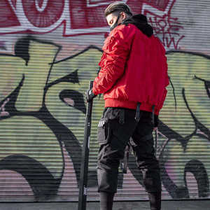 Veste technique rouge pour homme, streetwear tactique, multi-poches, cyberpunk, hip hop, bomber, coupe-vent, cargo, veste utilitaire pour l'extérieur - Product Image 5