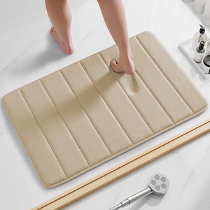 Minimalist Rectangle Memory Foam Bath Mat Solid Color Anti Slip For Bathroom <b>Floor</b> - Product Image 1