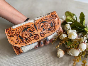 Nouvelle haute qualité nouvelle mode personnalisé en cuir usiné à la main portefeuille pour femmes en cuir de vachette véritable pochette sac à main porte-carte portefeuille - Product Image 2