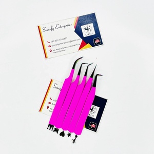 Pince à cils Somofy Enterprises en acier inoxydable, pointes de précision, logo personnalisé, manche rose, outils d'extension de volume - Product Image 2