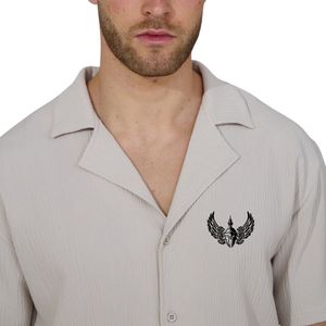 <b>Mens</b> <b>Cuban</b> Collar Button <b>Shirt</b> Short Sleeve Casual Vacation Camp Lightweight Breathable Summer Beachwear Solid 100% Cotton Twill - Product Image 3