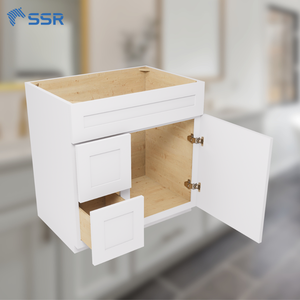 RTA Classic Solid Wood <b>Vanity</b> Sink Base Cabinet VSD30 L/R Single Door Double Drawers Soft Closing Eco-Friendly <b>Light</b> Finish Wall - Product Image 1