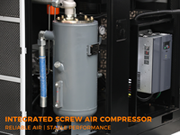 Compresseur d'air industriel à vis 22kW 16 bars avec réservoir, sécheur et filtres intégrés 4-en-1, moteur haute efficacité, stable et puissant