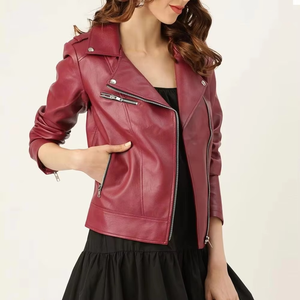 New Arrival Hot Sale Oversized Double-layer Collar Oversized <b>Leather</b> <b>Jacket</b> Coat <b>Real</b> Sheepskin <b>Leather</b> <b>Jacket</b> for Women - Product Image 2