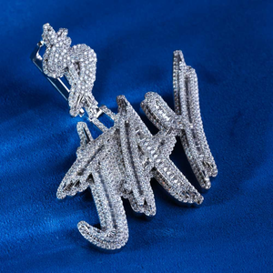 Colgante de letra personalizada Iced Out Vvs Moissanite Diamonds Lightning COLLAR COLGANTE de plata 925 Colgante de hip hop - Product Image 3