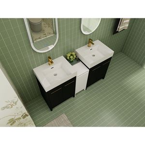 Mobile Bagno Freestanding da 60 Pollici con Lavabo in Resina, Armadietti Contenitori e Ante con Chiusura Ammortizzata 09224*2+0312 - Combinazione per Spazi Piccoli - Product Image 3