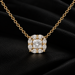 Pendentif Diamant de laboratoire taille coussin en or massif 14K 18K avec halo et accent poire 1.60CT DEF VVS, Pendentif Anniversaire, Vente en gros - Product Image 1