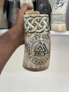 Tasse en corne de buffle à boire tasse Viking en finition naturelle tasse en corne écologique boisson en verre en corne réutilisable et lavable - Product Image 3